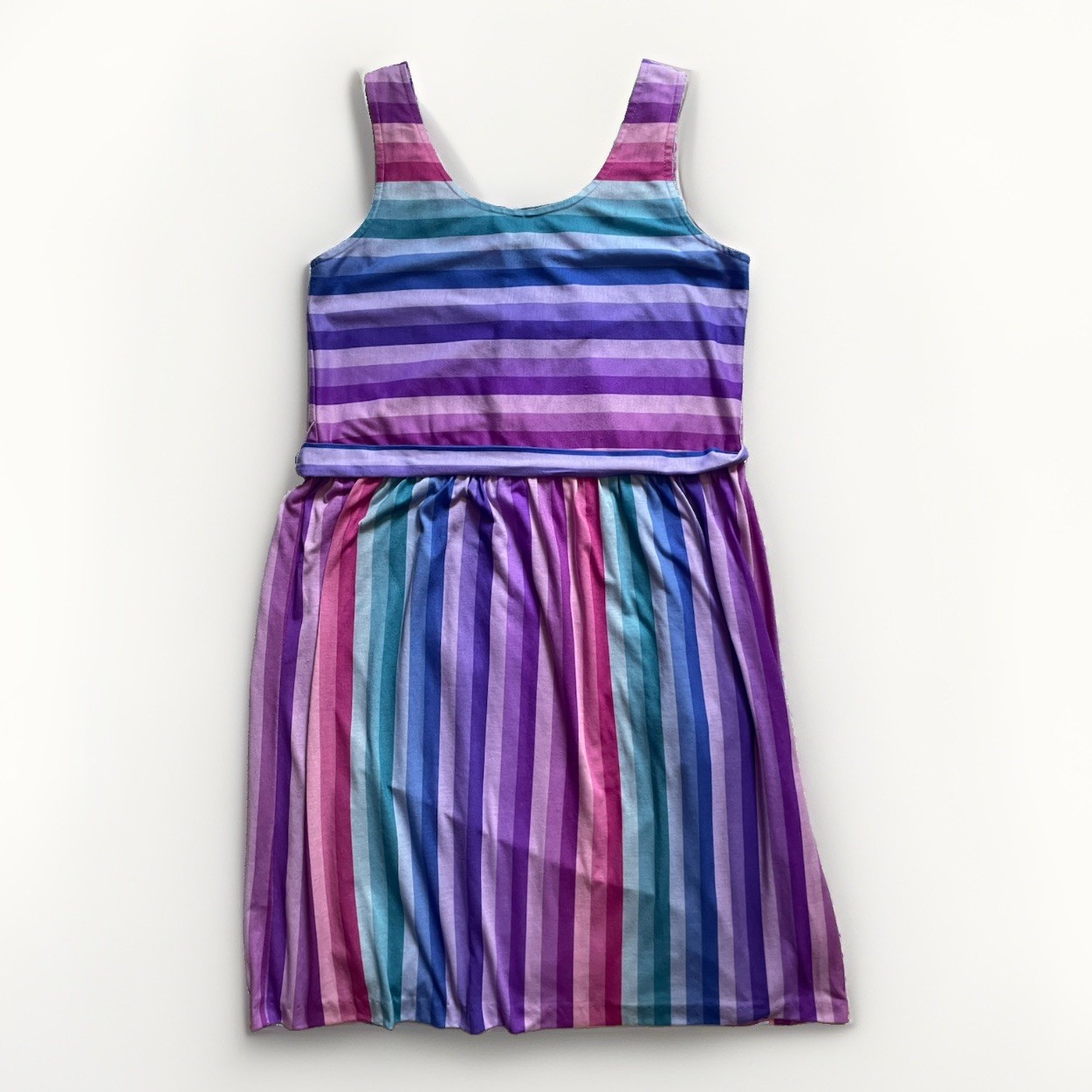 Lady Page Susan Page Vintage Dress Size 12 Striped Pastel Midi 80s Sun Sundress