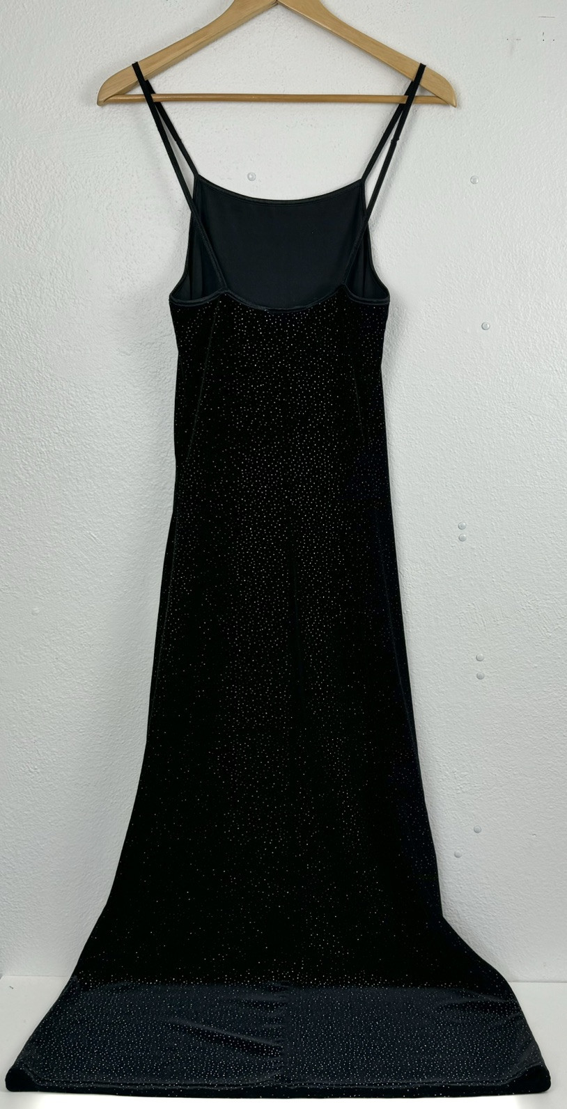 Vintage Byer Too! California Black Glitter Dot Maxi Dress Size M Made In USA