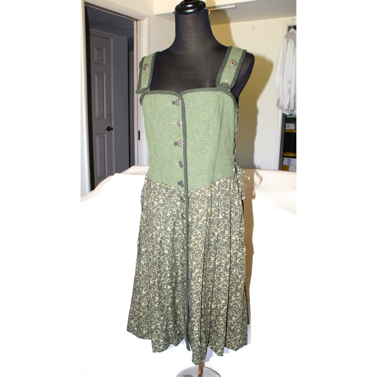 VTG Landhaus Prairie Dirndl Midi Dress Milkmaid Renaissance Cottagecore size M?
