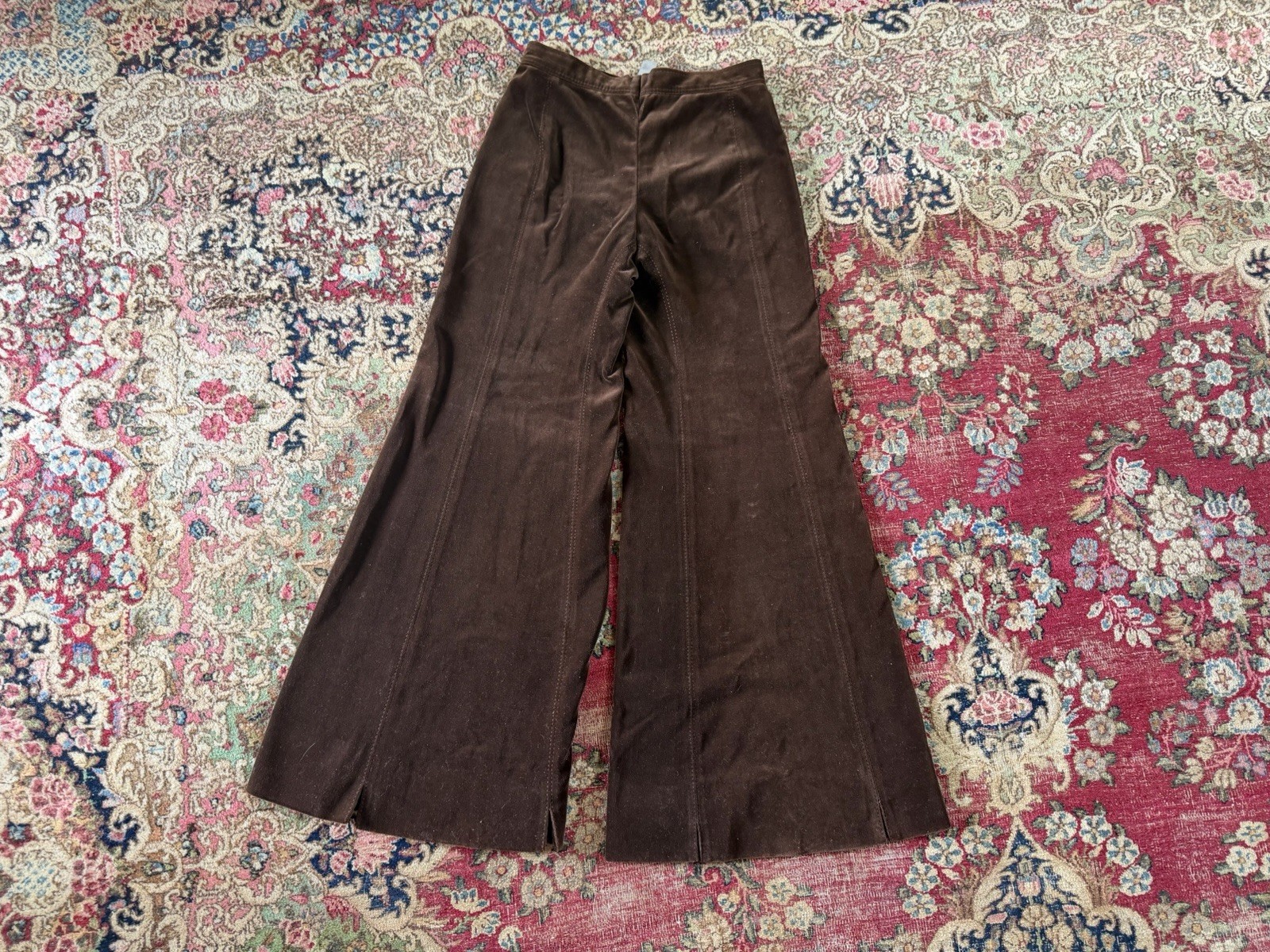 Vintage 1970’s La Parisienne La Piazza Chocolate Brown Velvet Bell Bottom XS