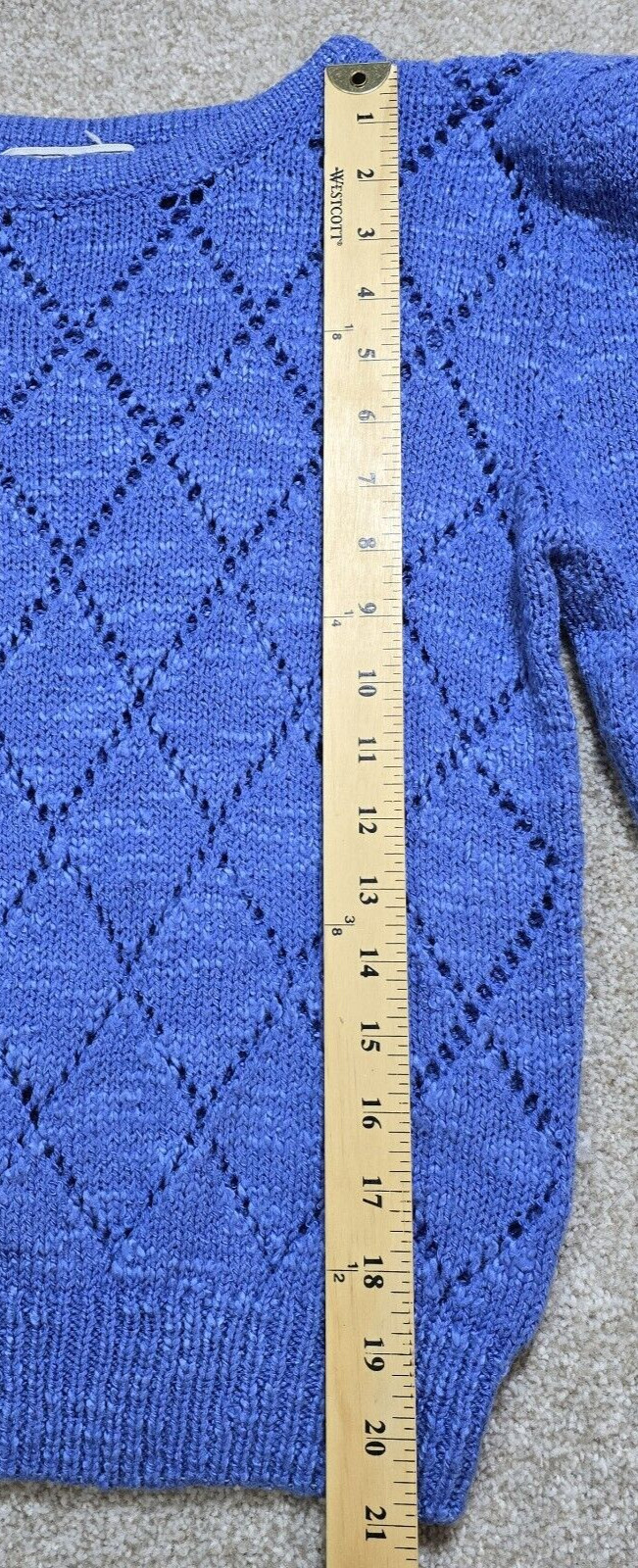 Spice of Life Vintage Blue Diamond Knit Sweater Long Sleeve Pullover Women’s M