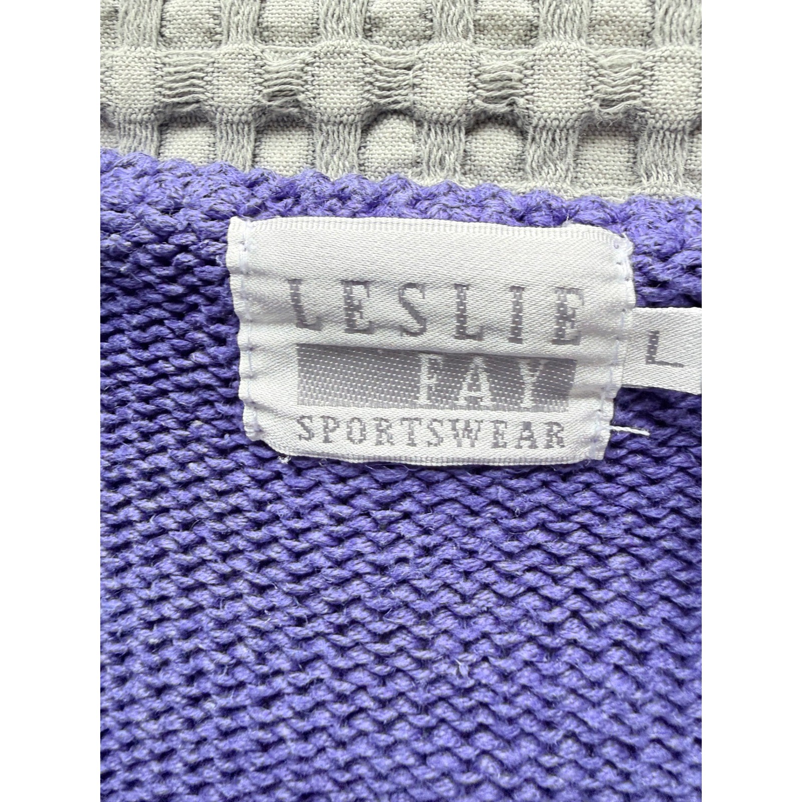 Leslie Fay Vintage 90s Knit Sweater Top Short Sleeve Colorblock Embroidered L