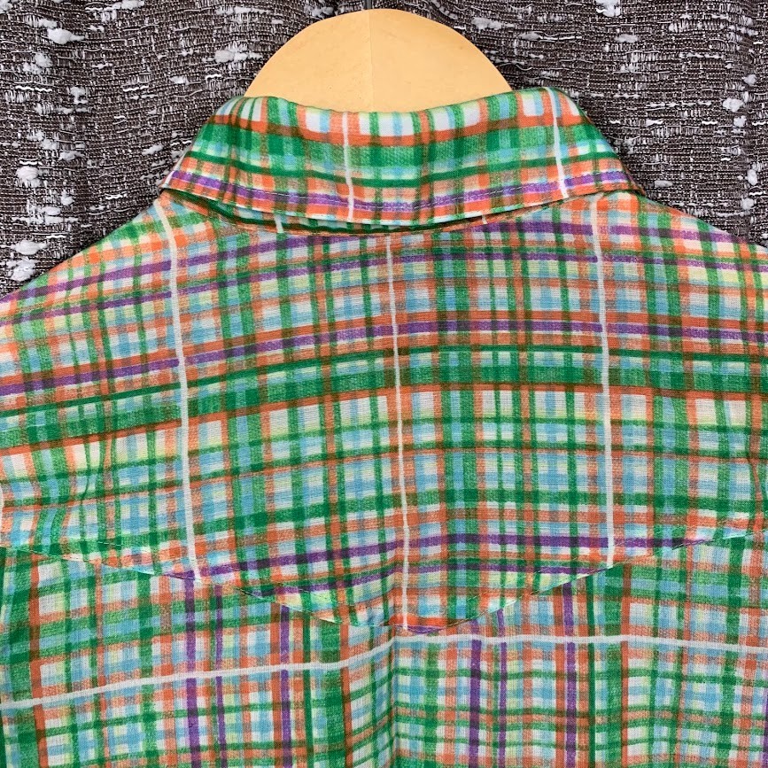 Vintage 70s Sears JR Bazaar Plaid Button Up Shirt Retro Preppy Women’s 13