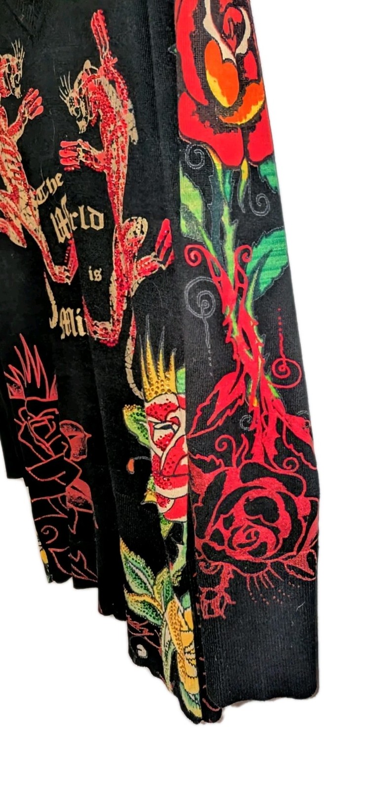 Vtg Ed Hardy Christian Audigier Bodycon Blingy Sweater Dress Y2K Panther Med A+!