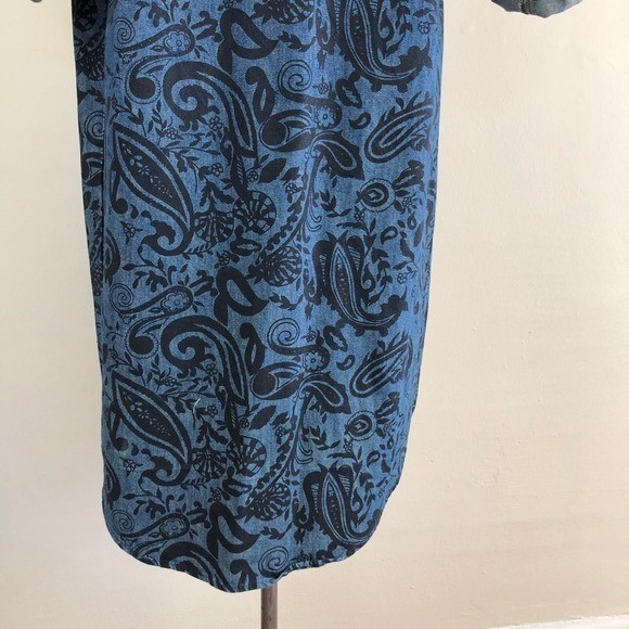 vintage 90s floral print denim shacket jacket dress long abstract paisley coat