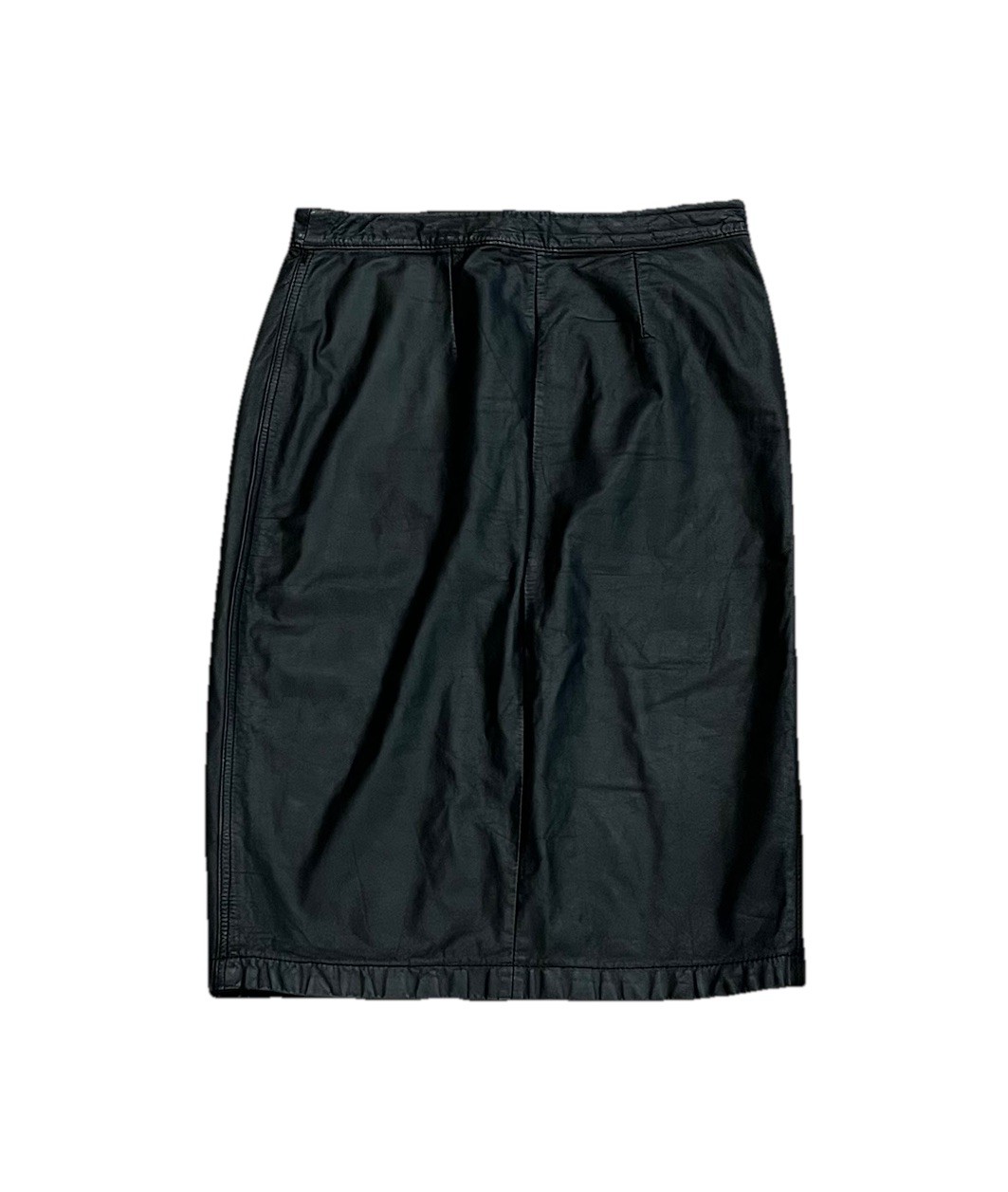Vintage Black Leather Pencil Skirt Size 12 from Berman’s