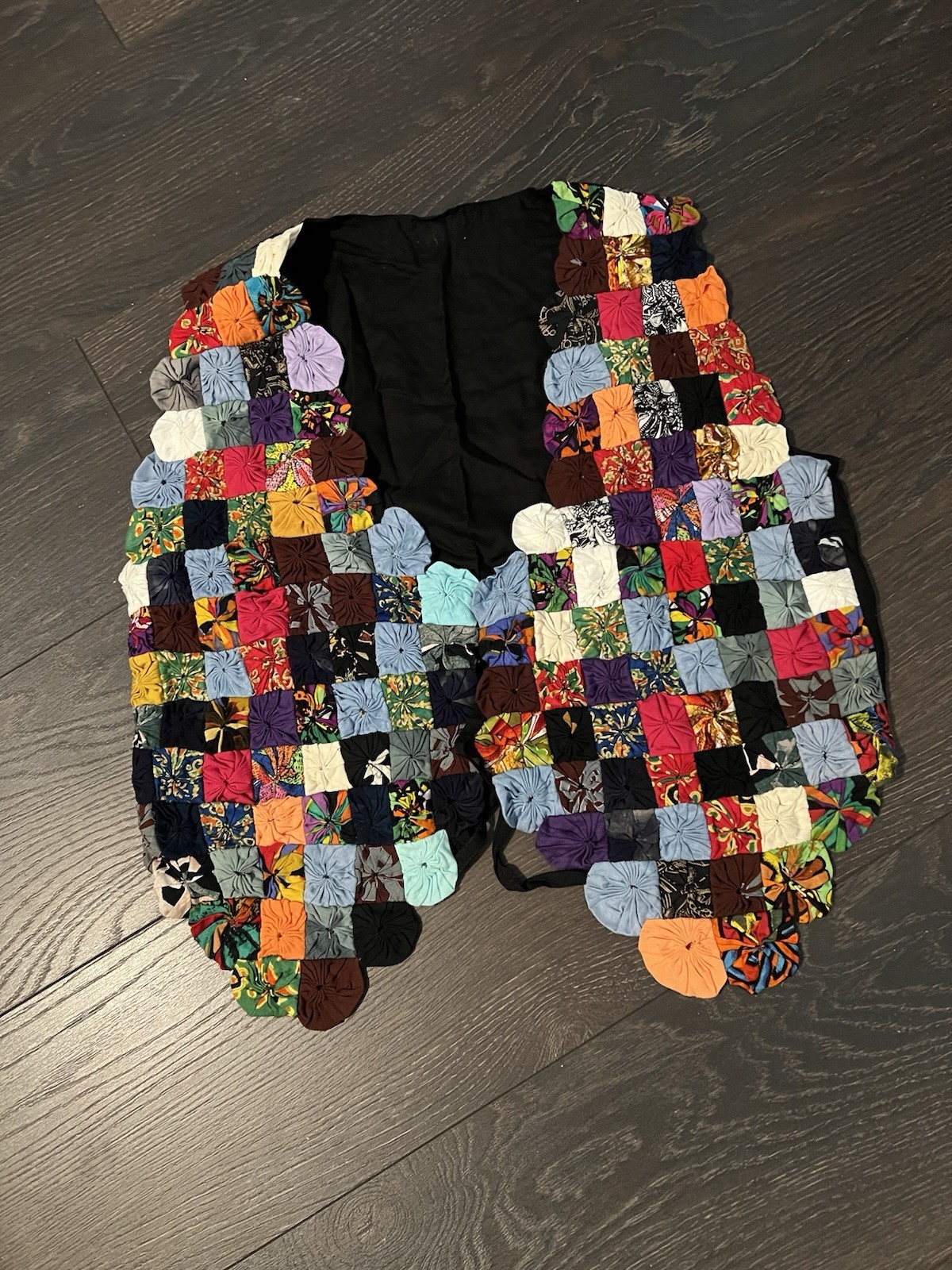 Vintage Yo Yo Patchwork Multi-Color Handcrafted Vest WOW