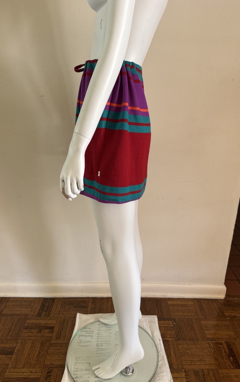 70s Hang Ten Charlies Girls Striped Skirt Tie Waist Mod Surf Swim Skate VTG