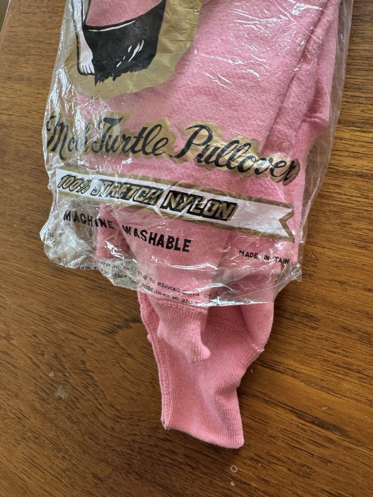 Vintage Mock Turtleneck Pullover Nylon Small Pink 1960s Mod Hippie New In Bag