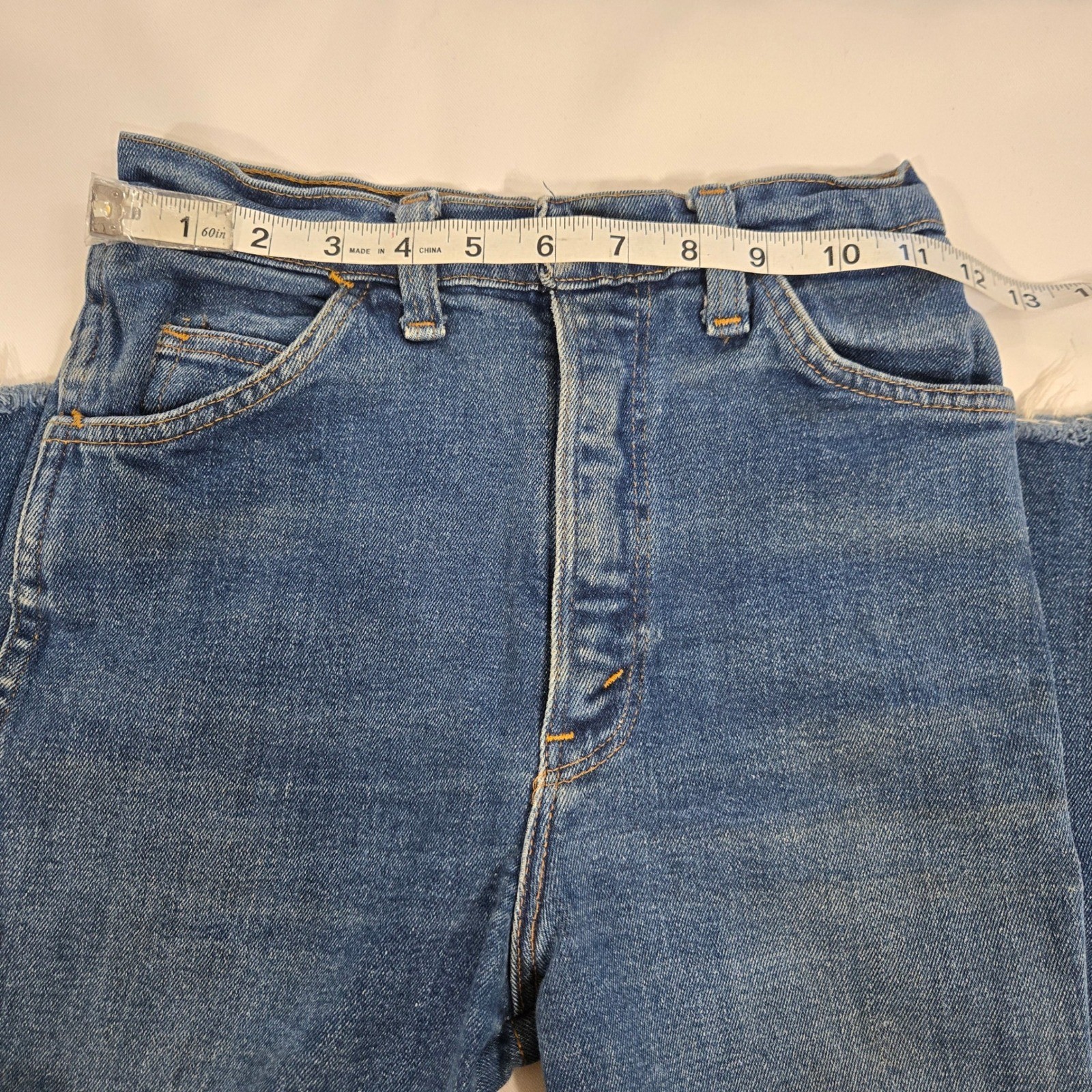 1980s Vintage Dee Cee High Waist Jeans Frayed Hem Straight Leg Denim Retro 00
