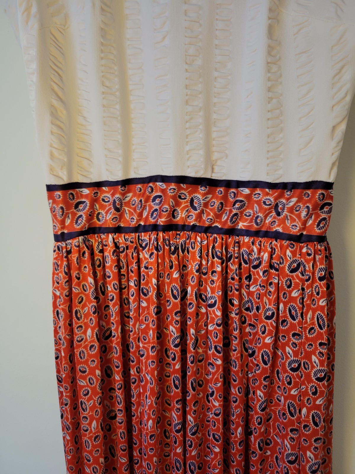 VTG 60’s 70’s Shady Lane Red White & Blue Floral Cottage Dress