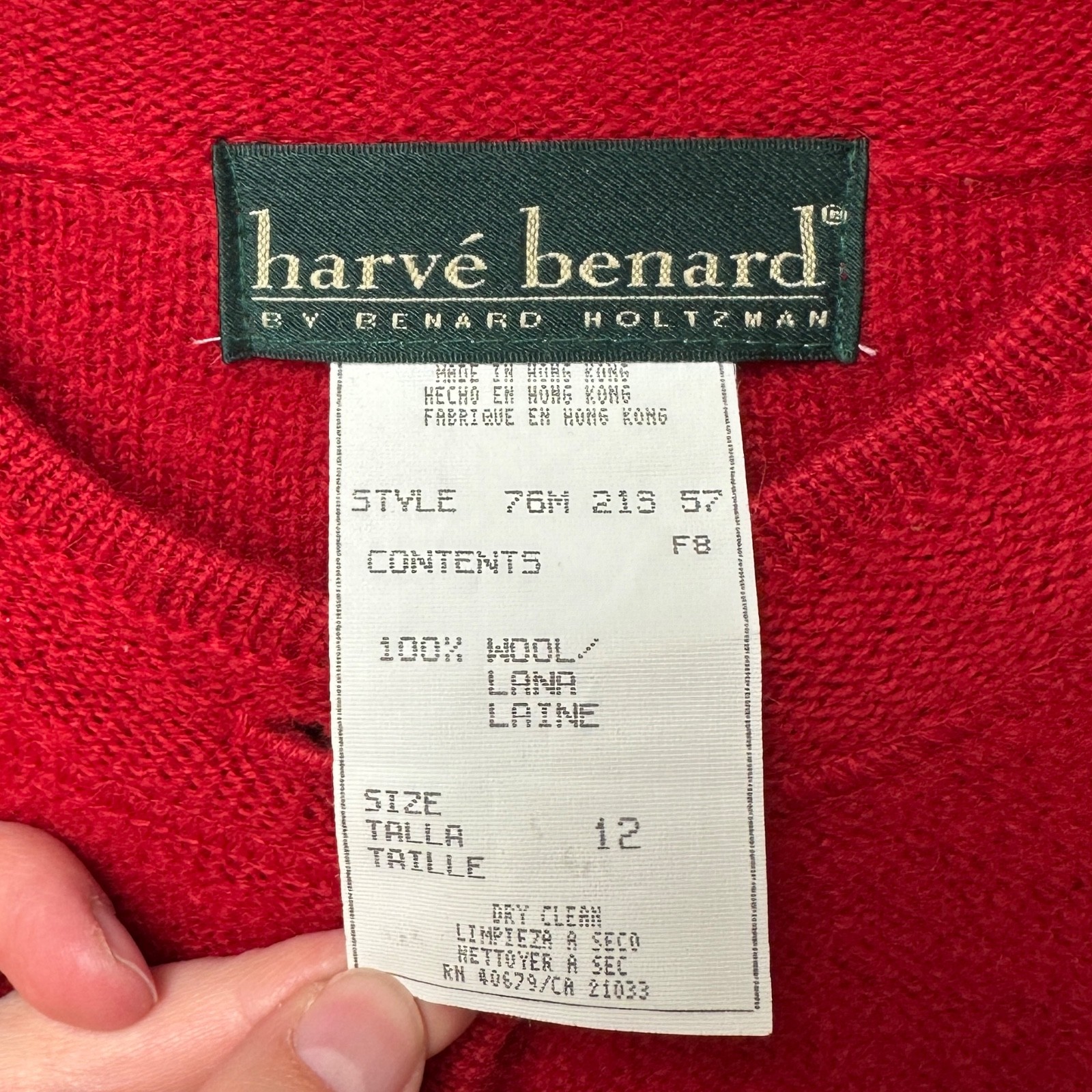 Vtg Harve Benard Medium Red Wool Cardigan Jacket Sweater Coat Womens 12 Coatigan