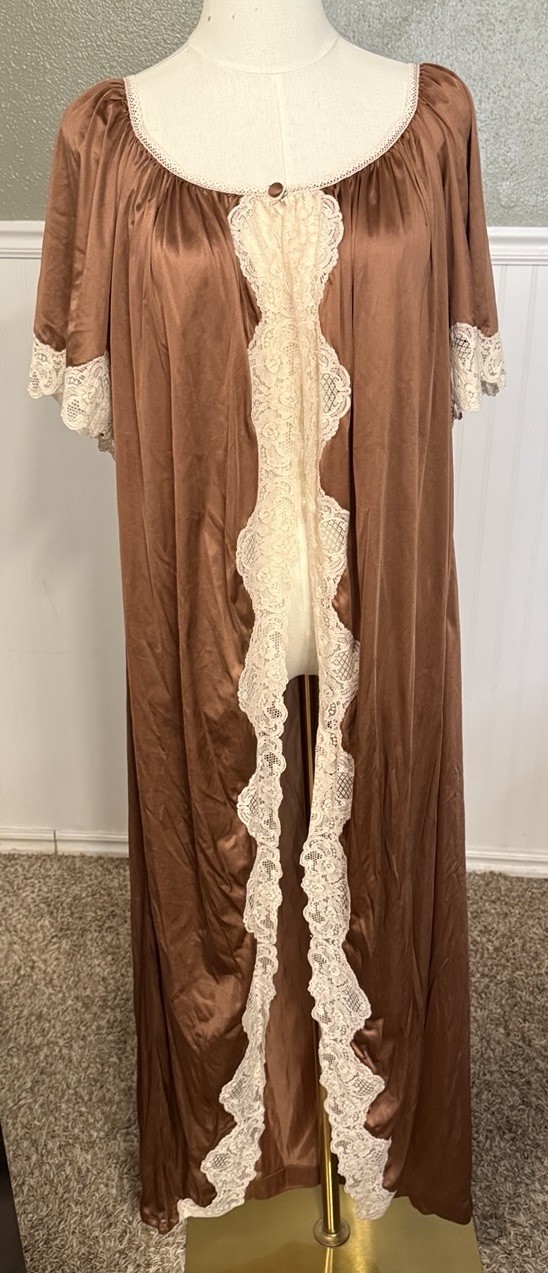 Vintage Jenelle of California Brown Long Robe Lace Size 2XL