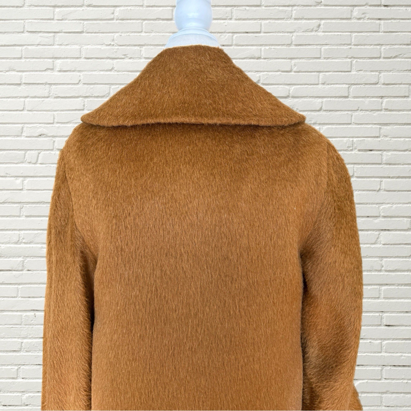 Vintage 50s 60s Mohair Coat – Golden Brown Large Button Furry Overcoat
