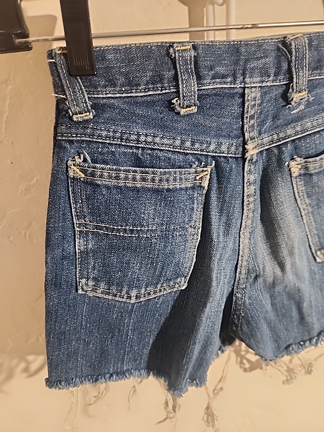 vintage denim cutoffs shorts 50’s 60’s indigo jean 23 3/4″ w cut-off