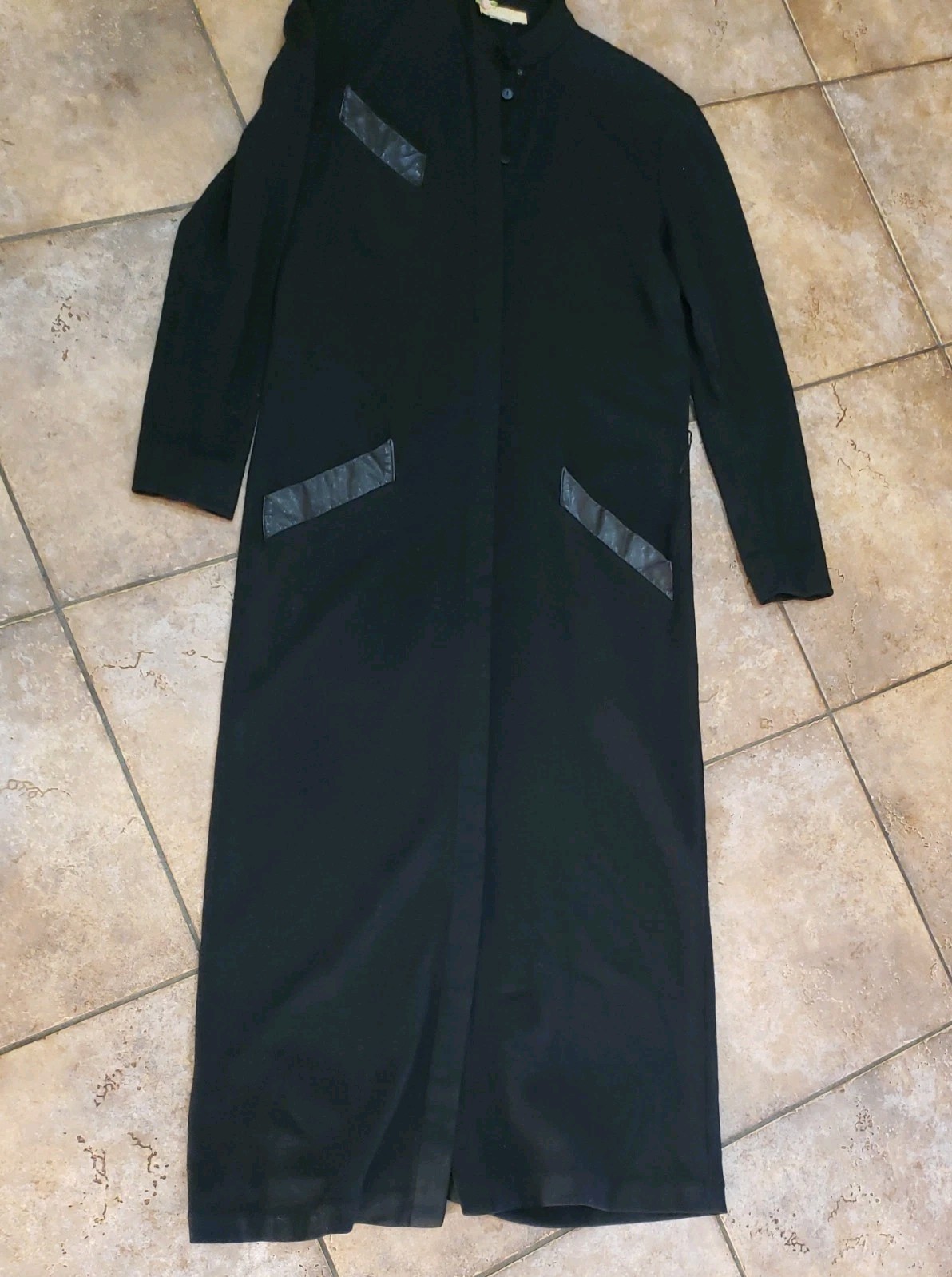 Vintage 70s Bonnie Strauss sz.4 100% Wool Dress leather accent pockets un collar