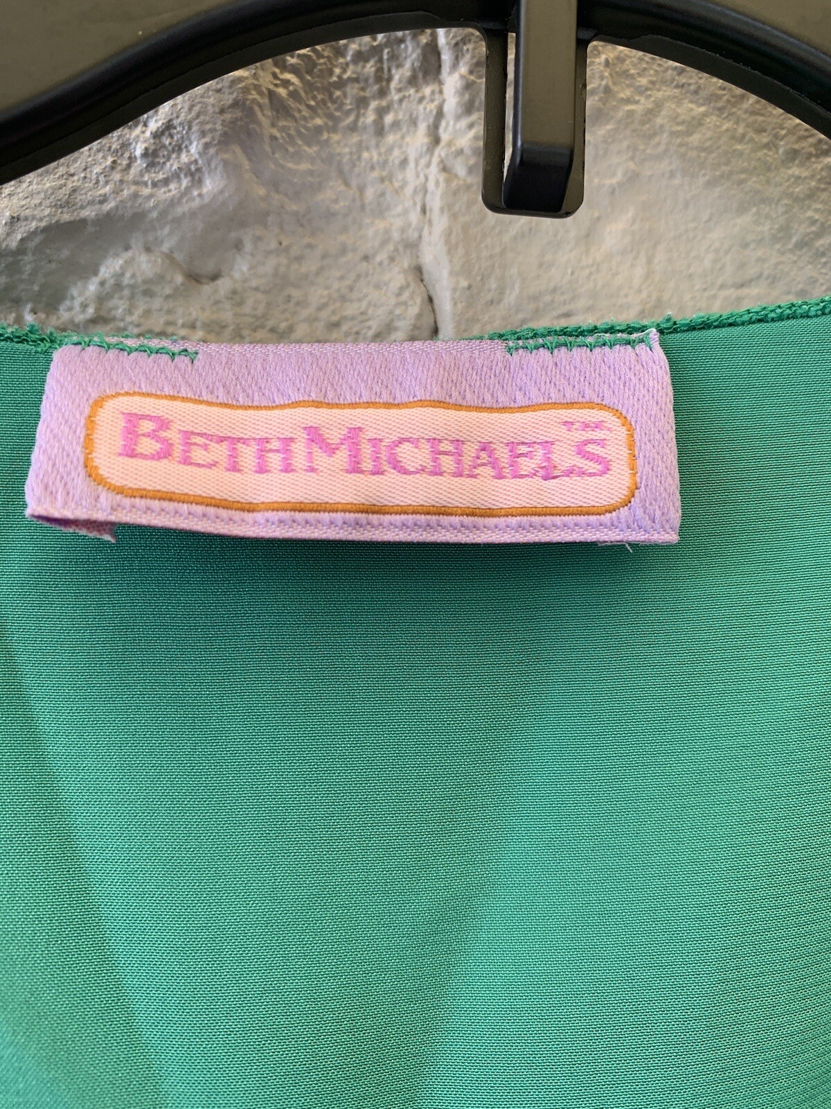 VTG Beth Michaels Green Peignoir Robe Shiny Satin Size 8-10 NO BELT