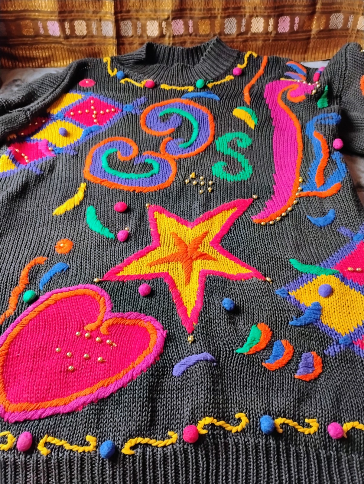 Vintage 90’s International Sportswear Co Woman’s Sweater Sz 2X Stars Hearts Rare