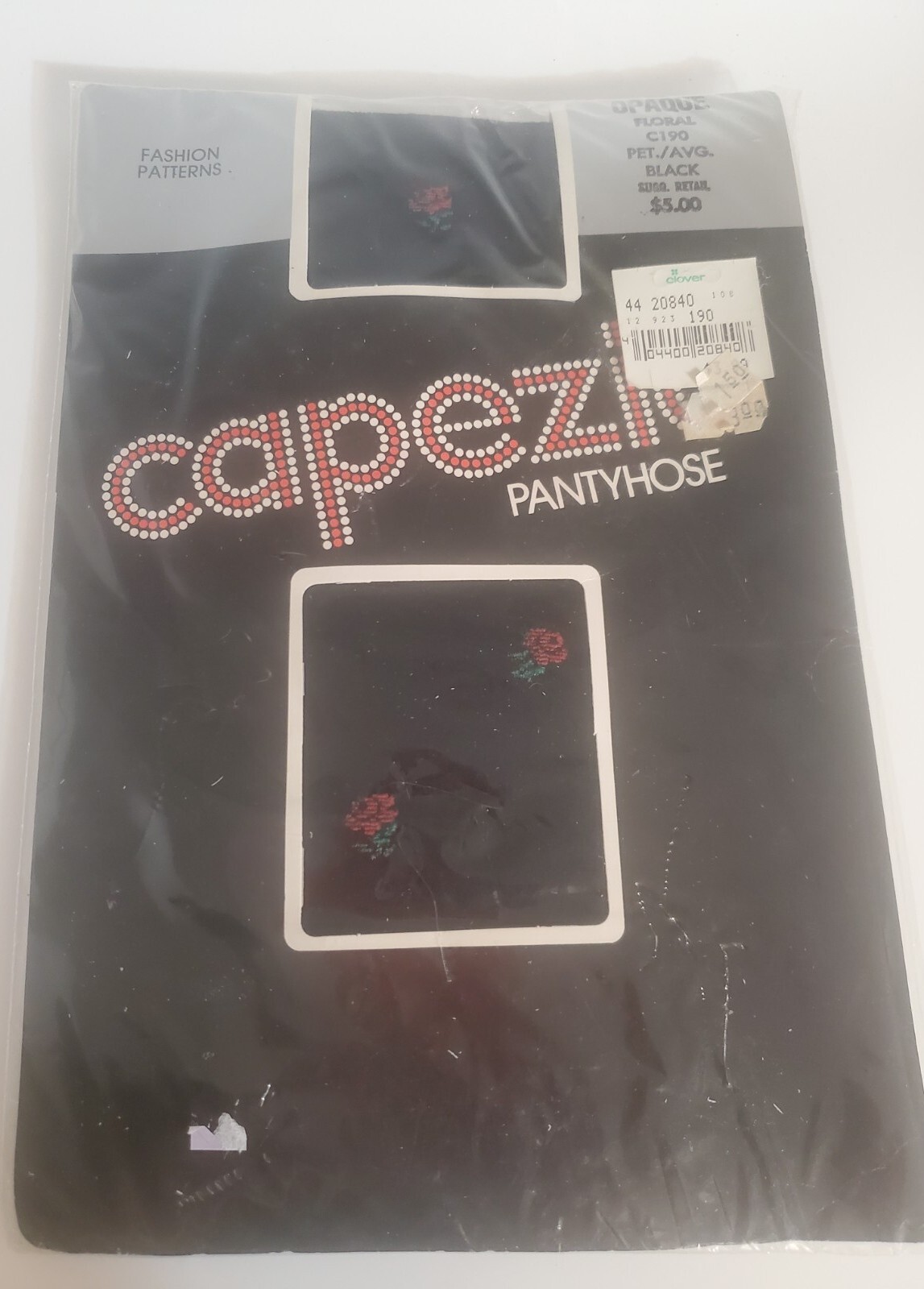 Vtg Pantyhose Capezio Fashion Patterns opaque floral Petite Average New red 🌹