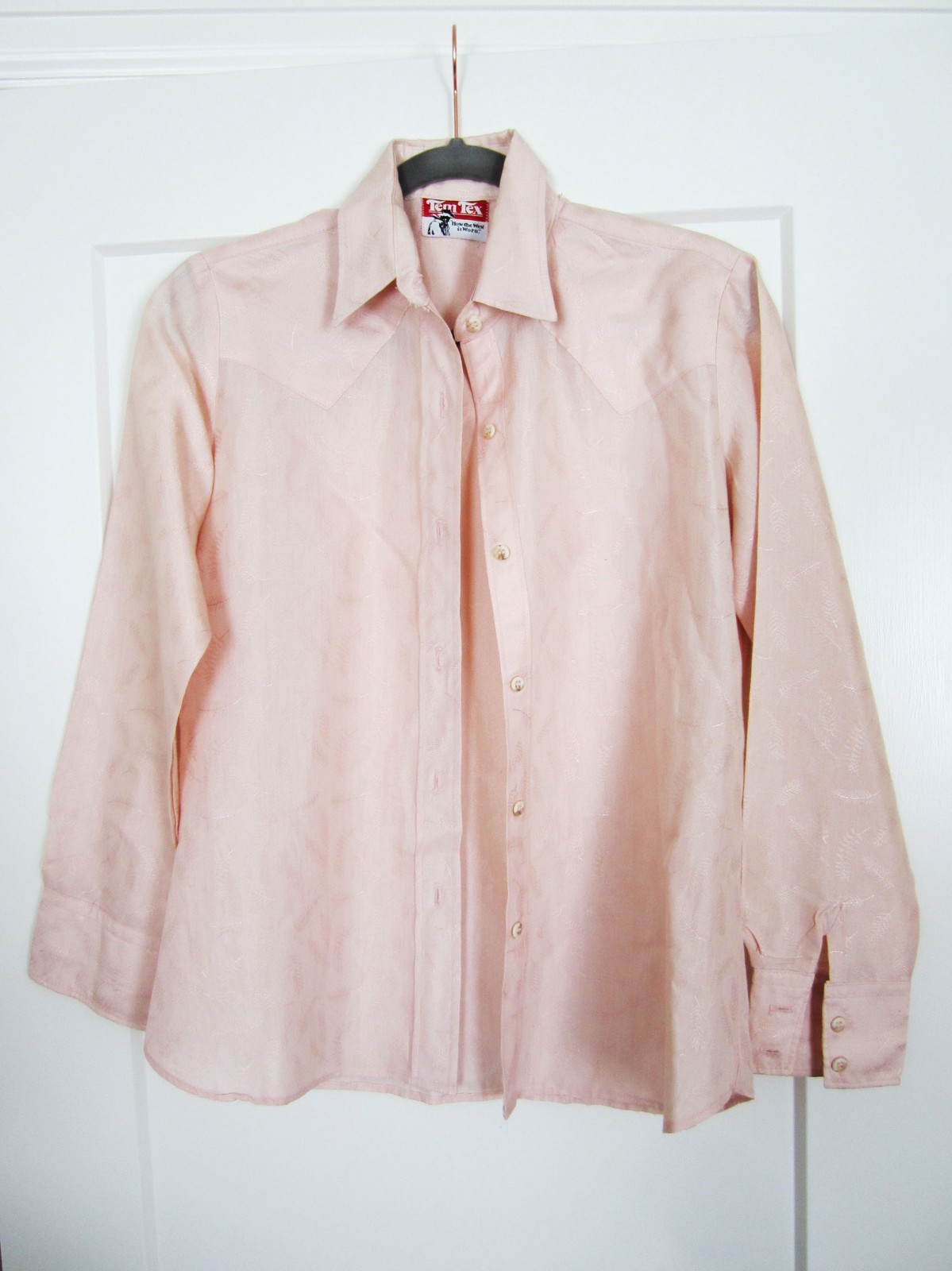 Vintage Tem Tex 70s Womens Pink Western Cowgirl Shirt 11/12-34 (Modern S/M)