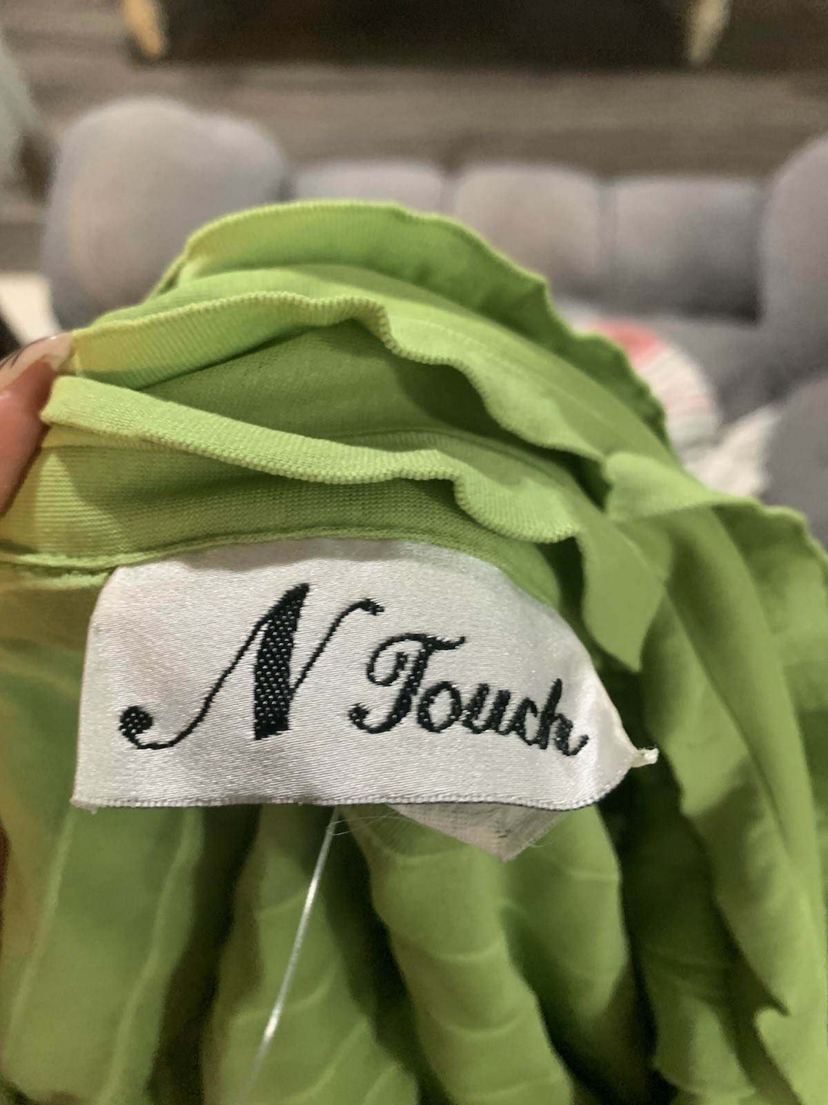 Vintage N Touch. Women’s Green Ruffle Tiered jacket. Size S. B62