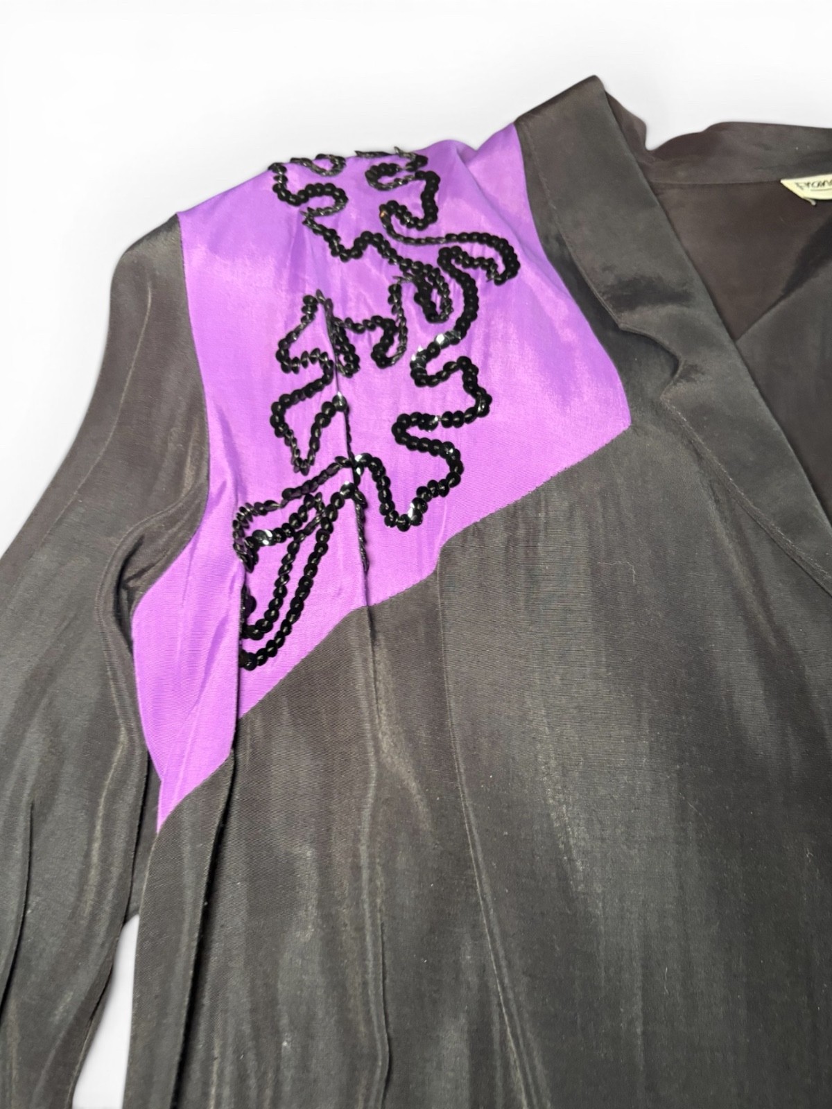 Vintage 1980s black and purple sequin jacket blazer