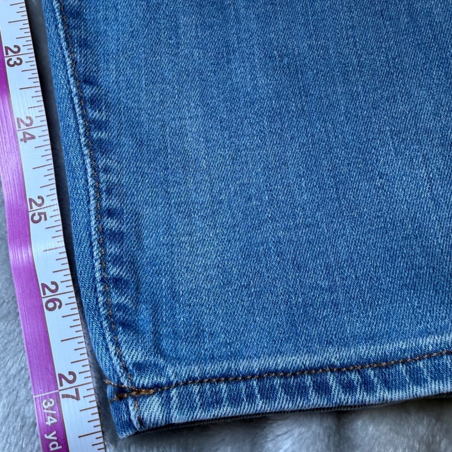Gap 1969 Womens Size 32R True Skinny Ankle Jeans Blue Denim Gold Metallic Stripe