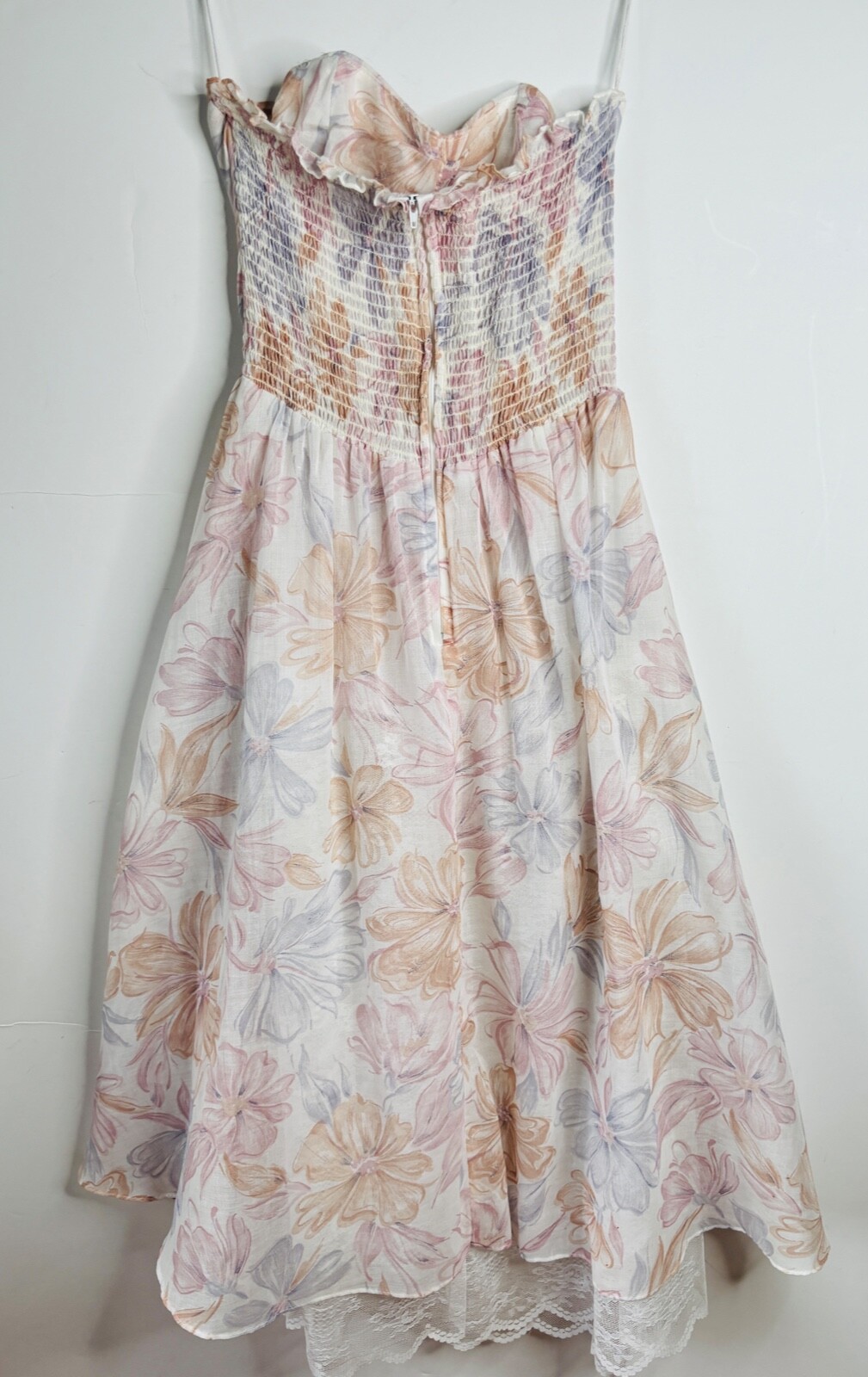 VTG 80’S FLORAL PRINT PASTEL SWEETHEART NECKLINE PRAIRIE COTTAGECORE DRESS*S