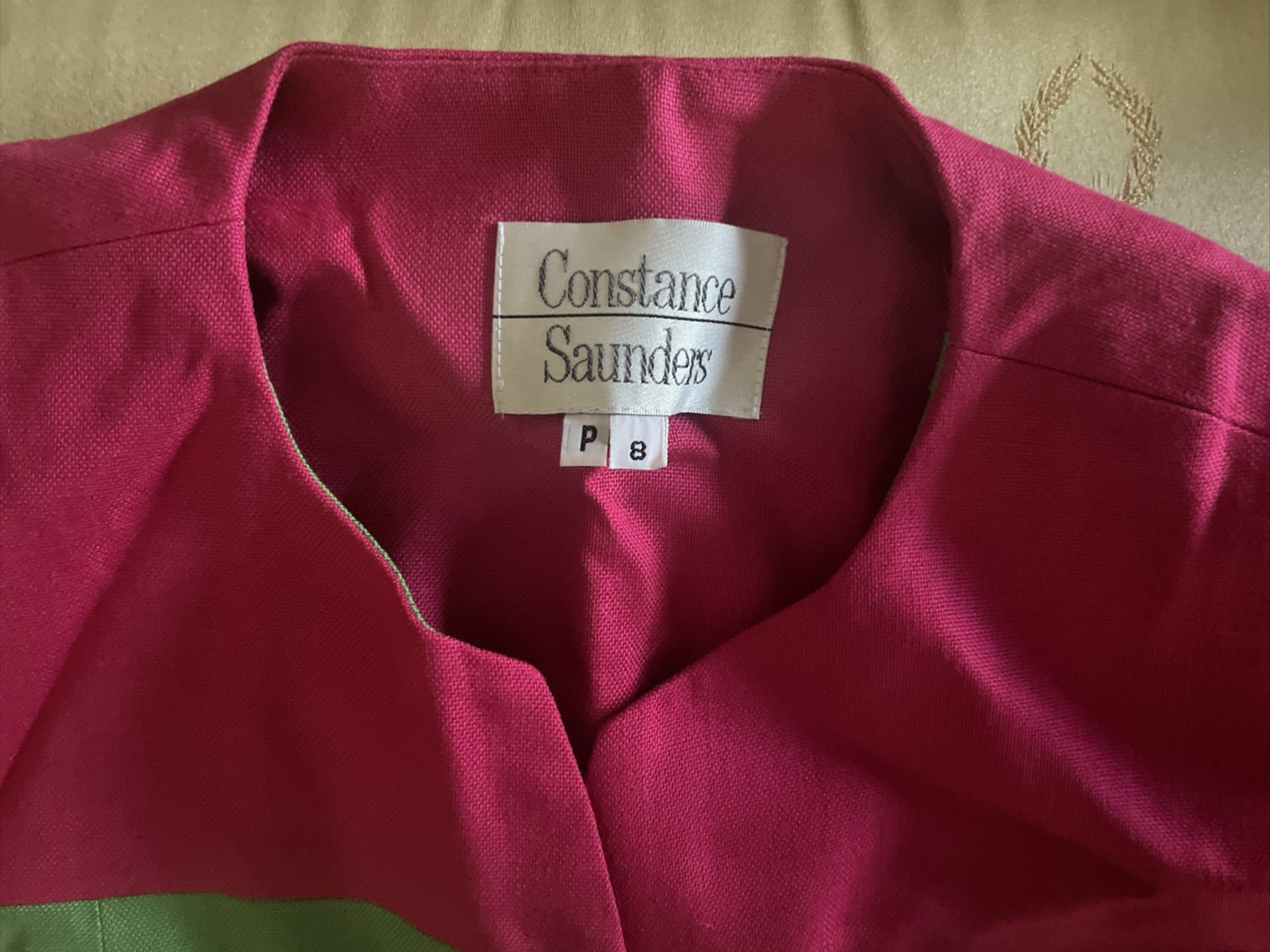 Vintage CONSTANCE SAUNDERS color block dress SZ P 8 Rare Buttons
