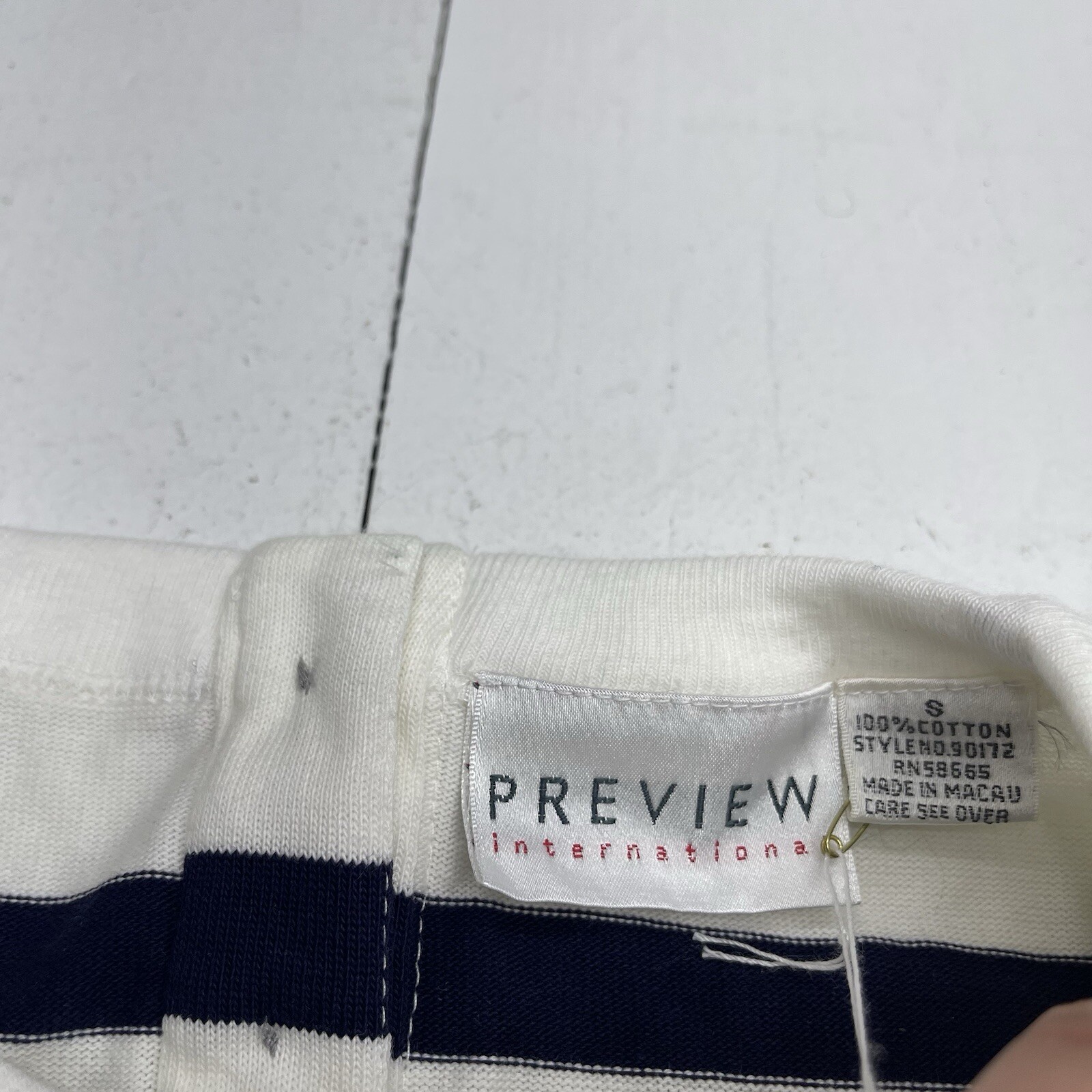 Vintage Preview International White Stripe Long Sleeve T Shirt Womens Size Small