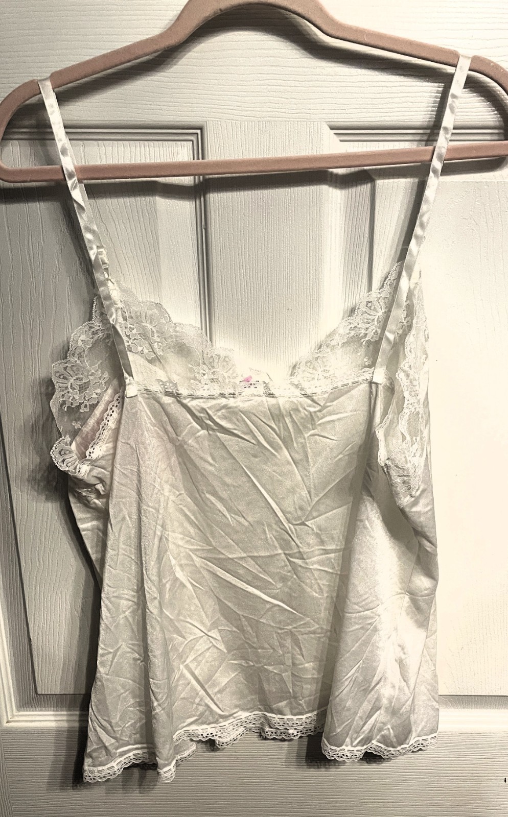 Vtg Fortune Nylon Camisole Women’s Size 2X WHITE Lacy Cami Top NWT XXL Sissy