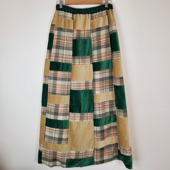 Vintage Mr. Hank Patchwork Mixed Fabric Long Skirt