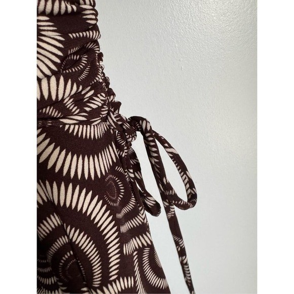 90s Vintage London Times Sz 14 Womens Swirl Print Vneck Flutter Sleeve Tie Dress