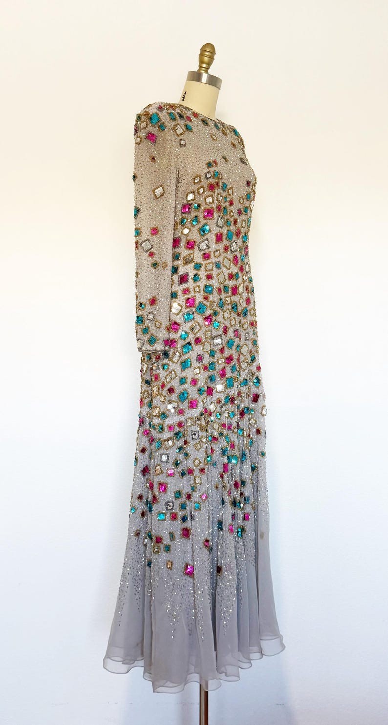 1960s Victoria Royal Gown / 1960s Sequin Gown / 1960s Gown / Size Medium