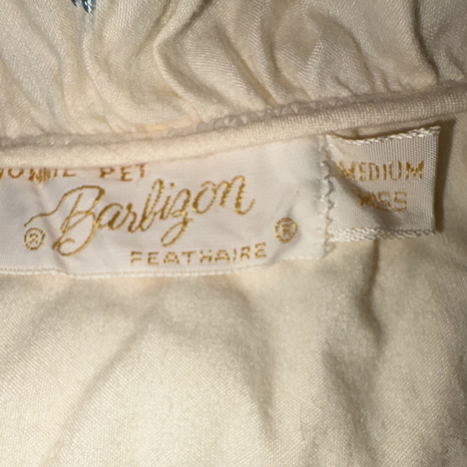 Barbizon Feathaire Ivory Pink Blue Embroidered Vintage Sleepwear Medium