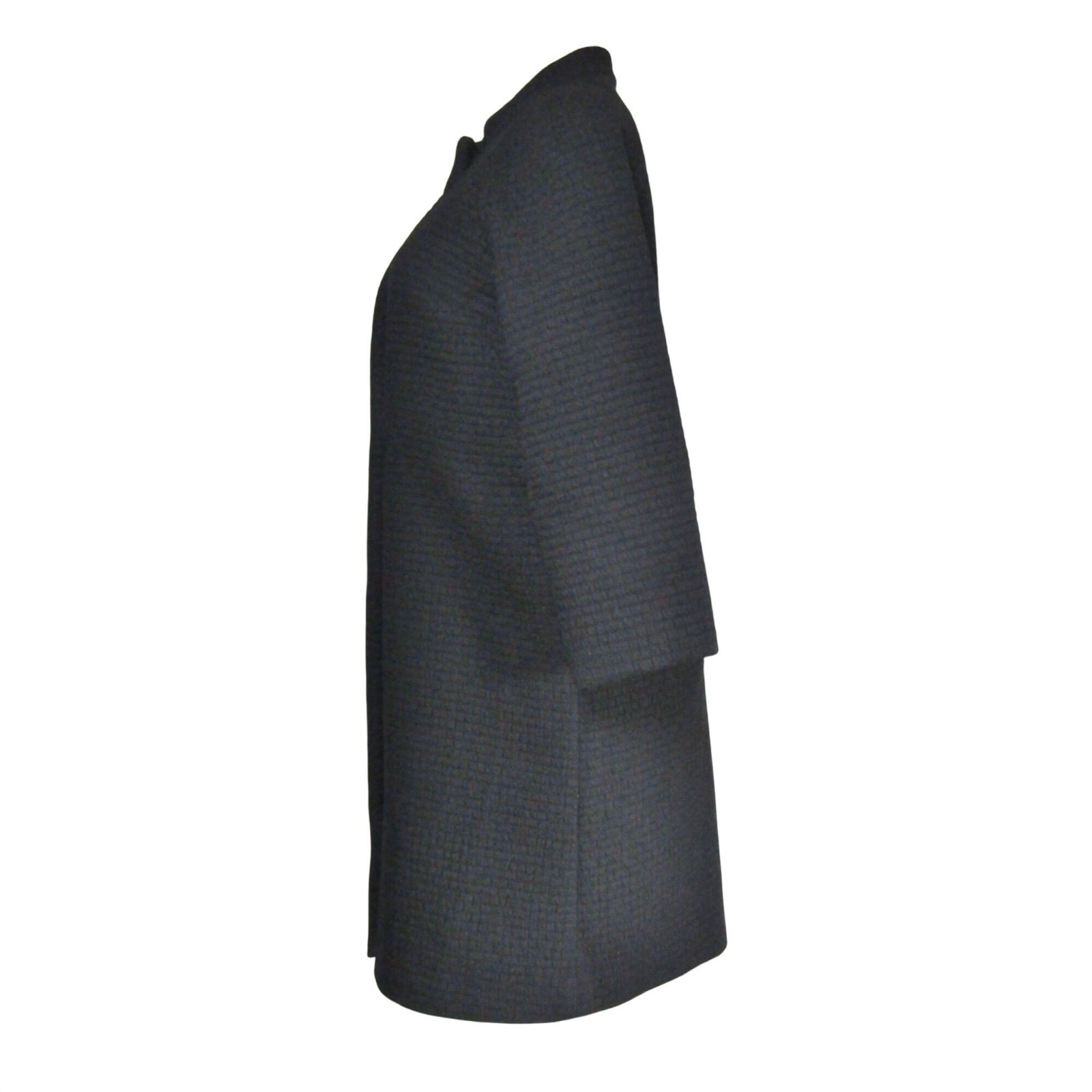 VTG 1960s Black Jackie O Mid Century Modern Minimalist Mad Men Mod Coat M