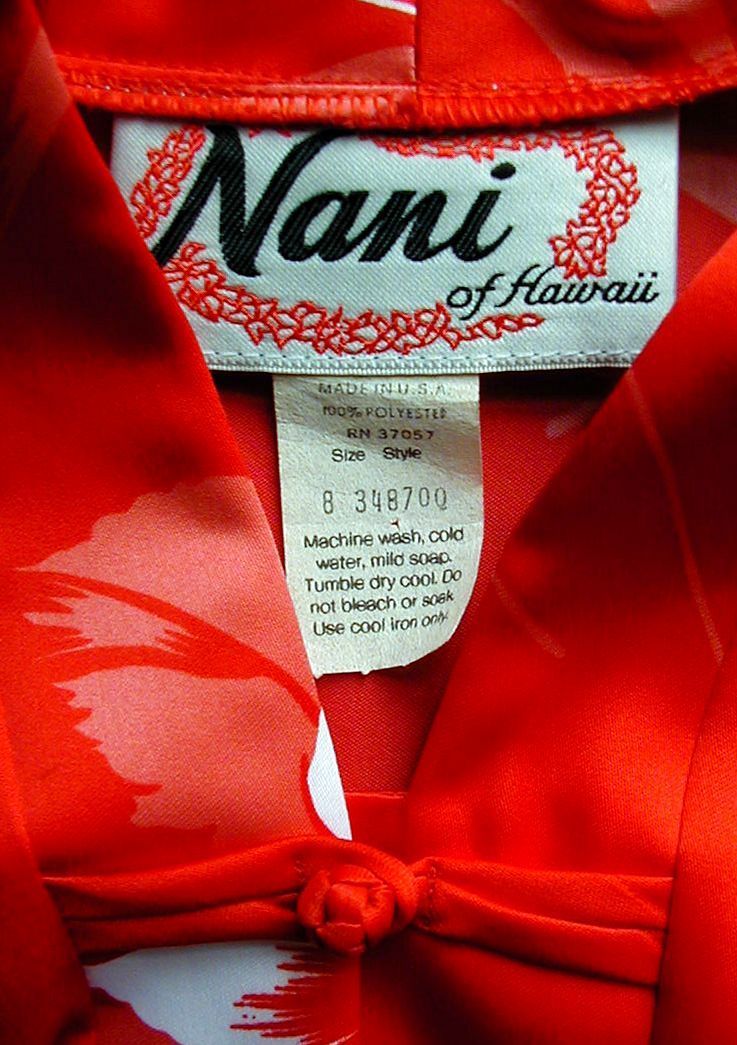 Sz 8 Vin 70’s Women’s NANI of HAWAII Tea Timer Shirt Frog Fasteners Poly