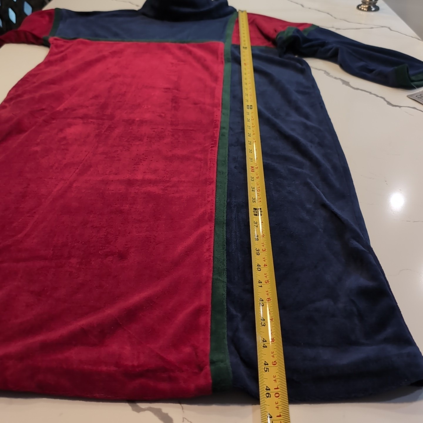 Appel Leisurewear Vintage Velour Colorblock Lounger Dress M Red Navy Green NOS