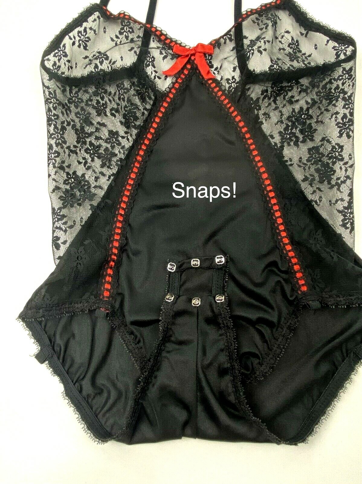 Vintage Movie Star Black Nylon Lace Sheer Bodysuit Teddy Lingerie 32/S USA 🇺🇸