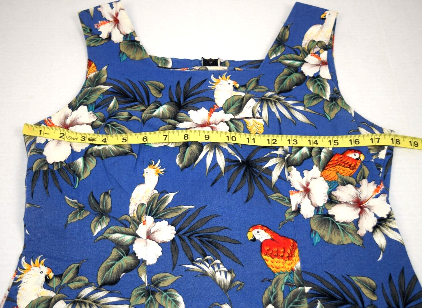 Vintage Hawaiian Dress Shannon Marie Size S 90s Blue Tropical Birds Made Hawaii