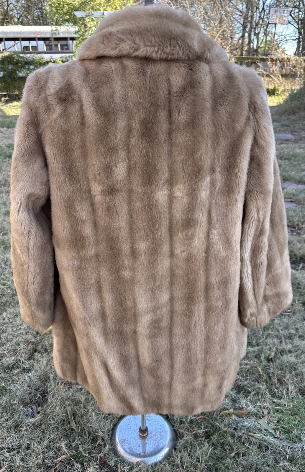 Vintage 60’s Tissavel France Furrage Beige Faux Fur Long Coat Sz. Medium?