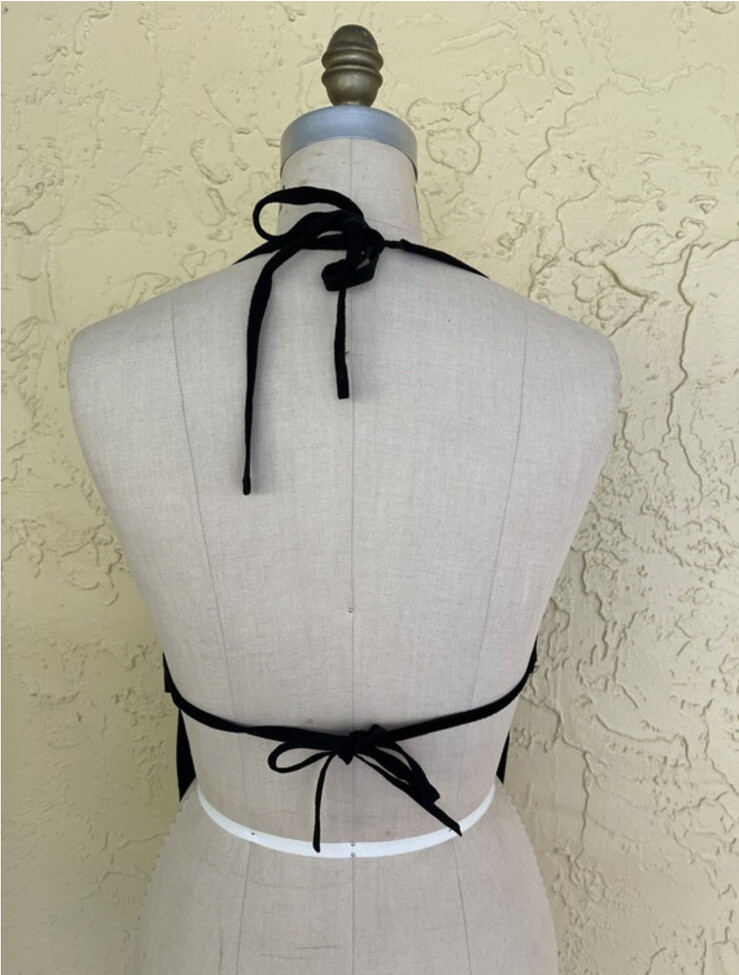 Vintage Halter Top Black Leather Bead Boho Biker Hippie Motorcycle Rock n Roll