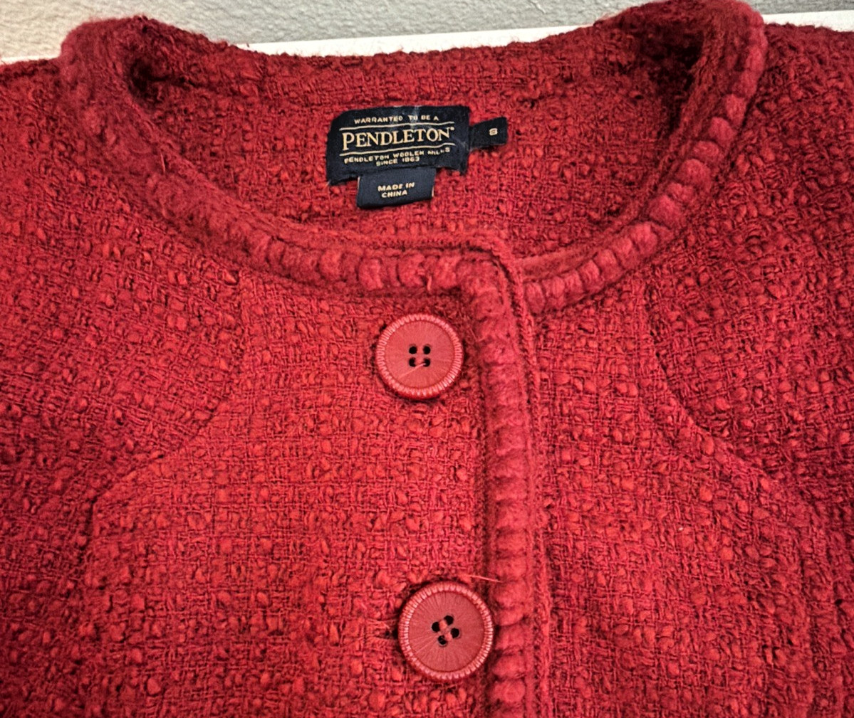 Pendleton Red Wool Blend Blazer Womens 8 Vintage Button Jacket Career Classic