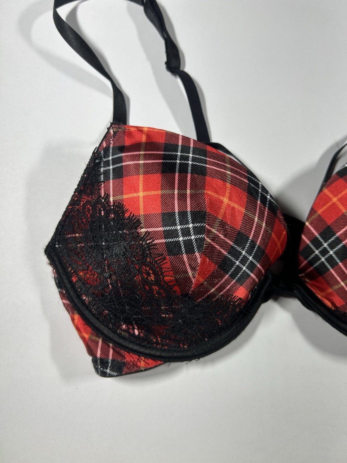 Victoria’s Secret Plaid Very Sexy Push Up Bombshell Bra (Size 34B) Uk Club Girl