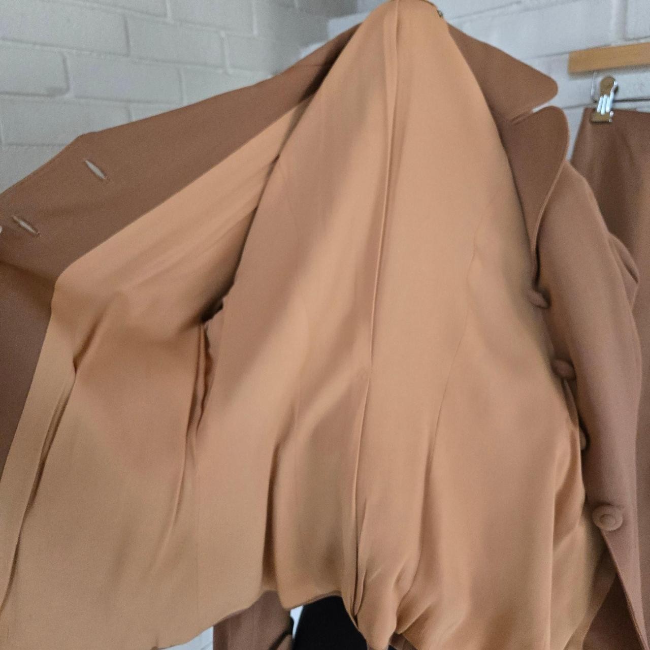 Vtg 1940s, 50s Skirt Suit Set Tan Brown High Quality, Meis Bros Forstmann Wool