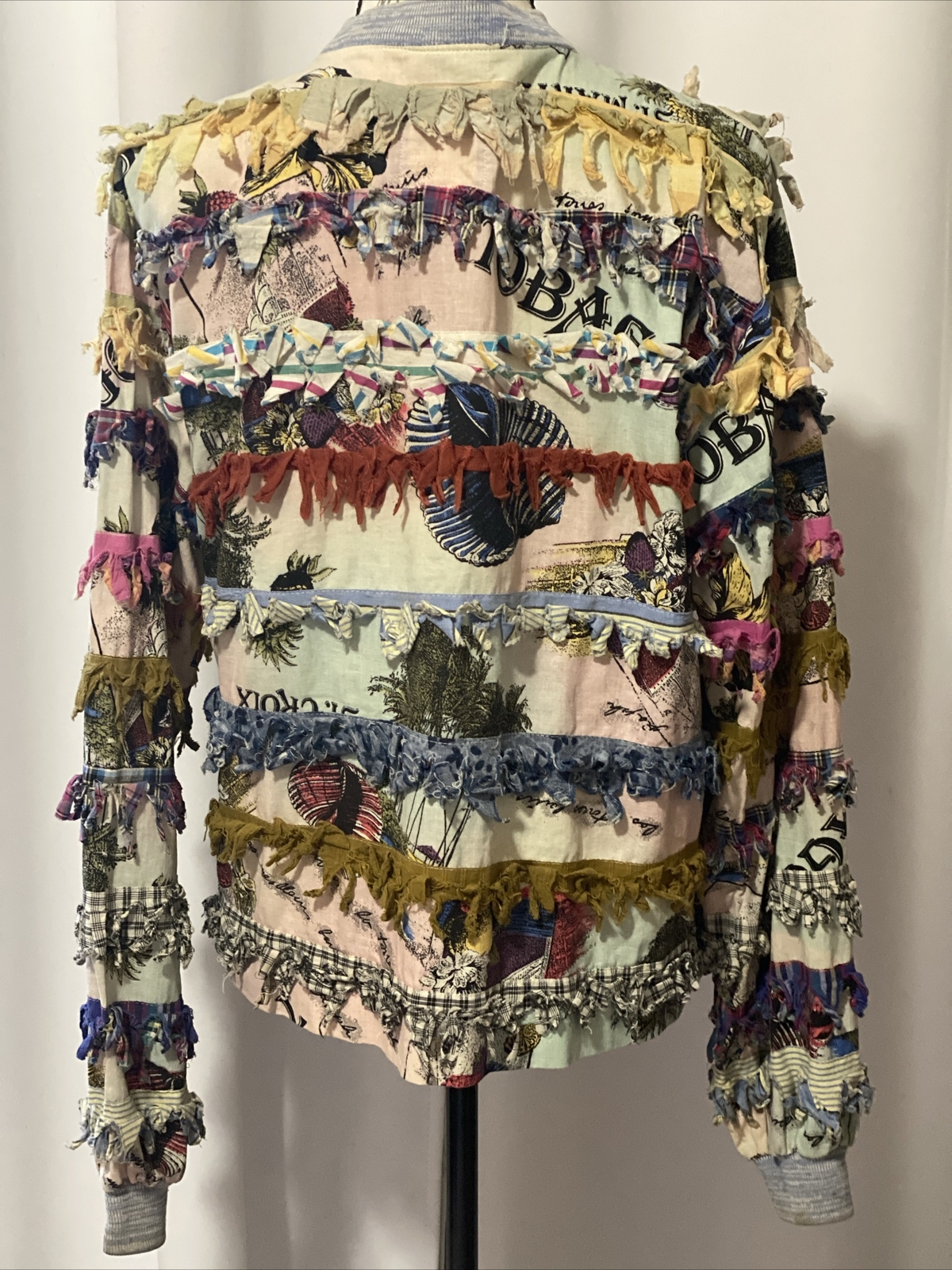 VTG 80’s PAULA SWEET Sz M 12 Fringe Muslin Mink Shaggy Button Up Jacket Retro