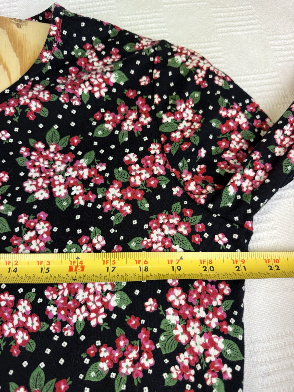 VTG Hanna Anderson Pink Floral Midi Dress Women L Long Sleeve USA Pockets Modest