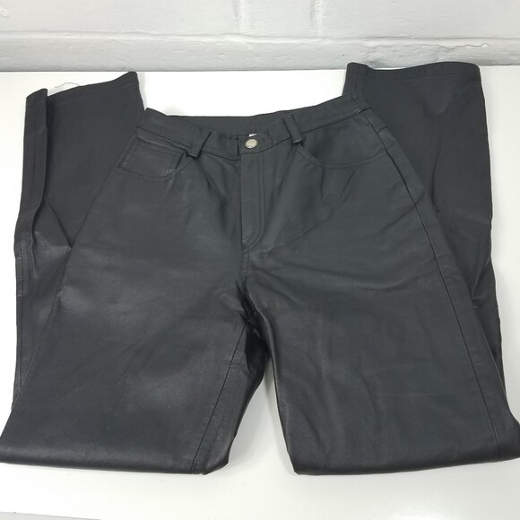 Newport News High waist Leather Black Pants Biker Mom Goth Rock 6, 90’s