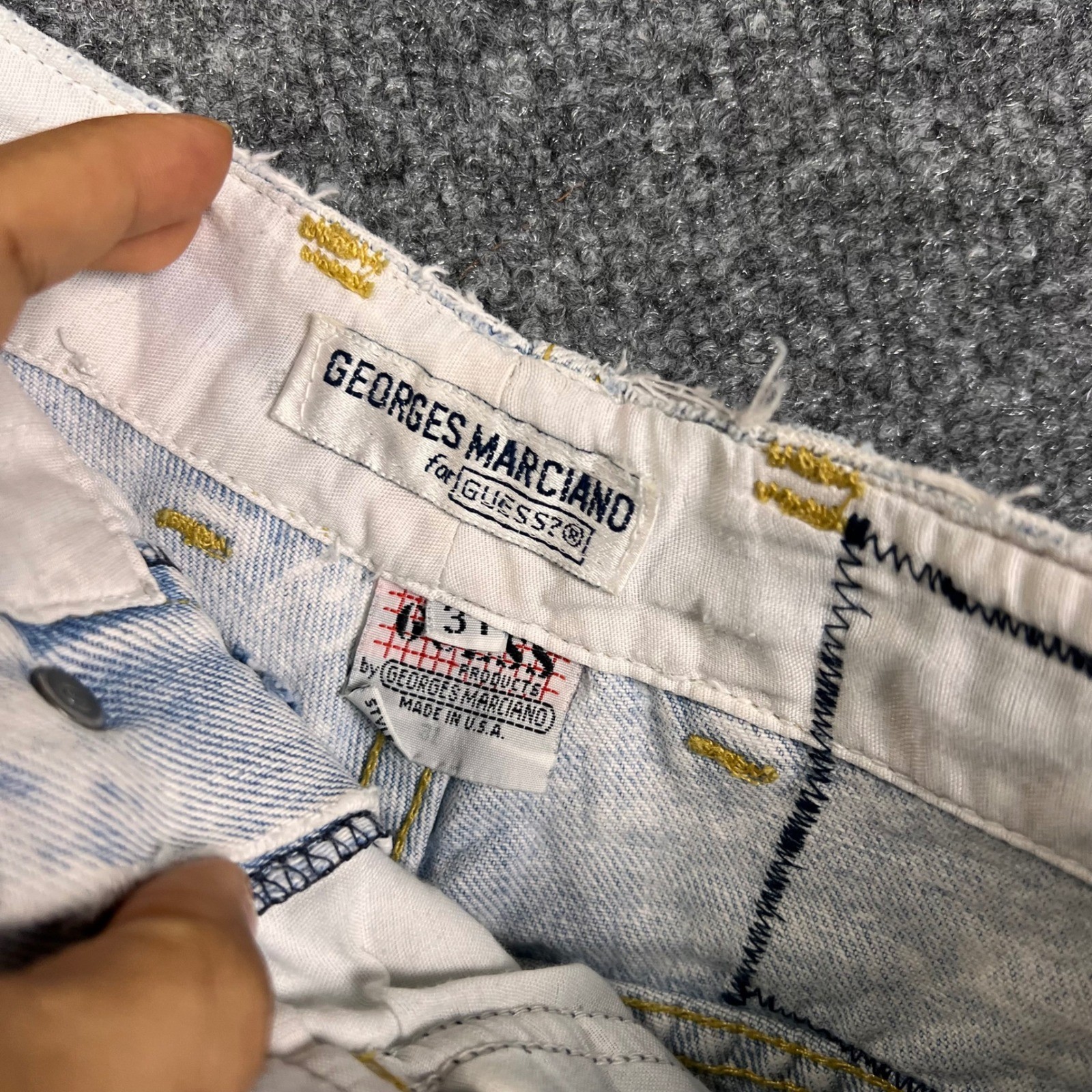 VINTAGE RARE Georges Marciano Guess Denim Shorts 31 Patchwork Acid Wash Cutoff