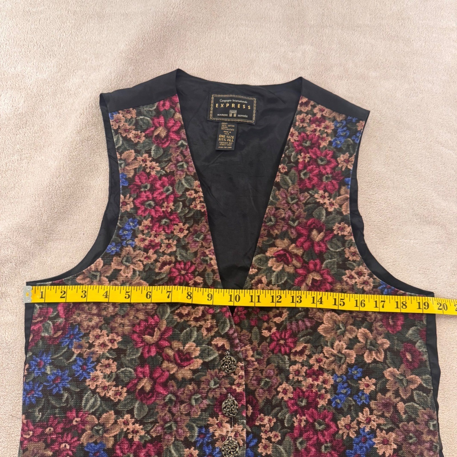 Vintage Floral Tapestry Vest Boho Cottagecore Whimsygoth Retro Artsy Sz M/L